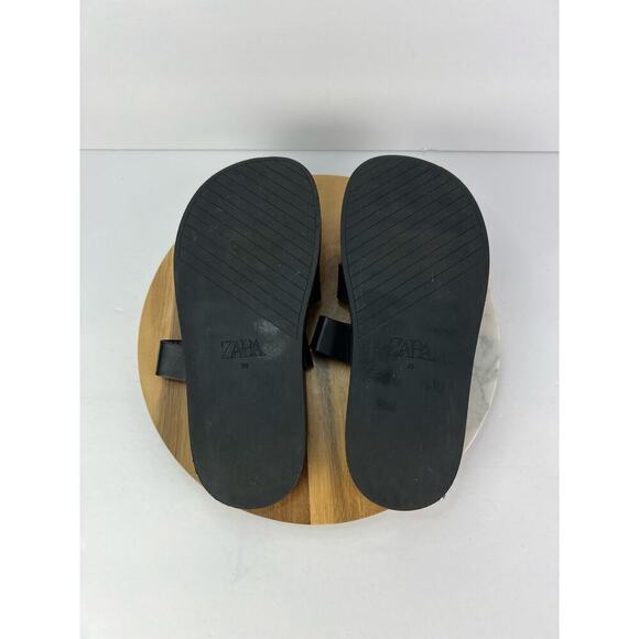 Zara Minimal Black Slip On Chunky Platform Slide Flat Sandals Size 8/39 - Picture 8 of 8